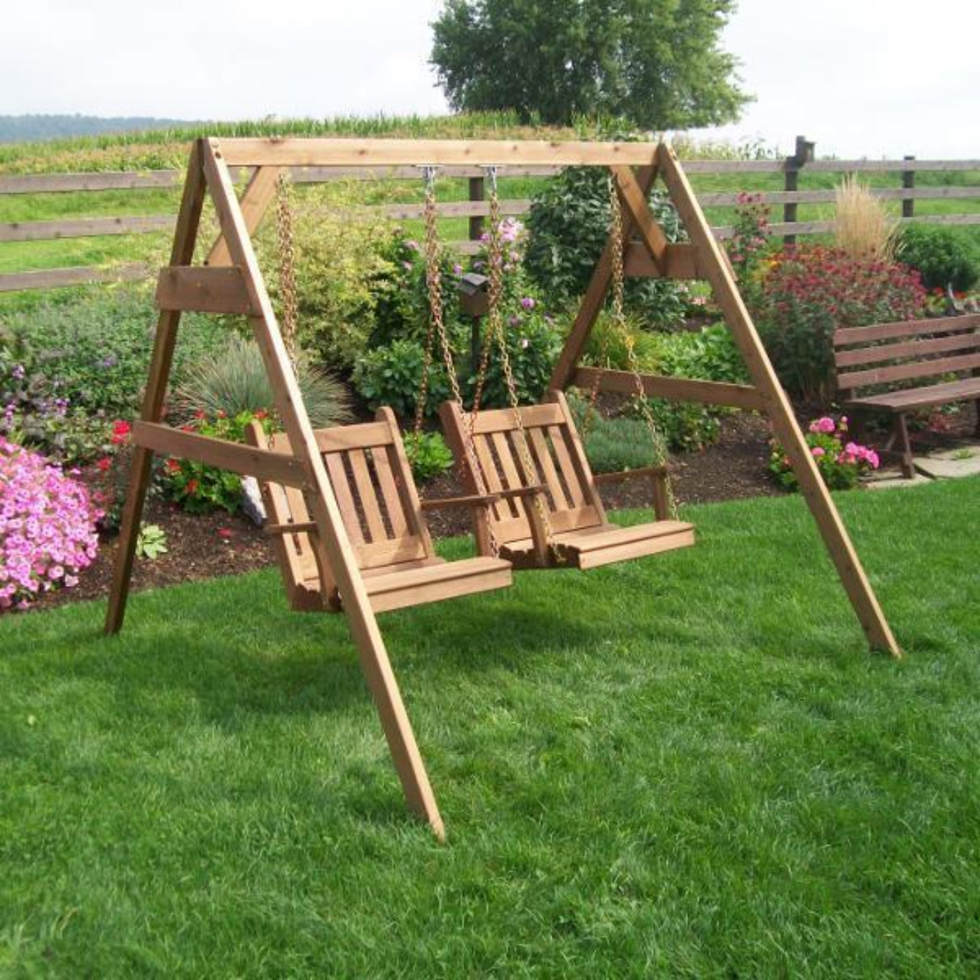 A & L Furniture 5'2x4 A-Frame Swing Stand for 2 Chair Swings (Hangers Included) - 815C-UNF