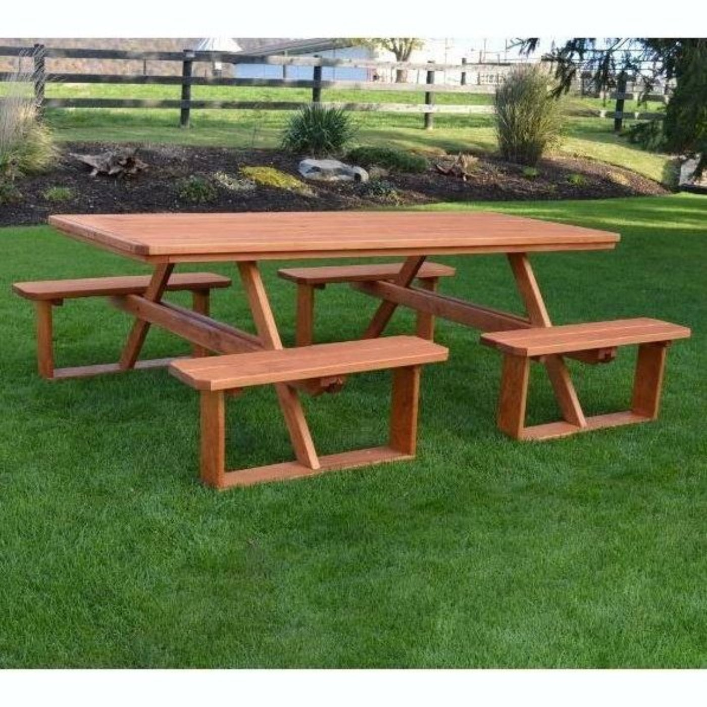 A & L Furniture 8' Walk-In Table - Specify for FREE 2" Umbrella Hole - 288PT-Cedar