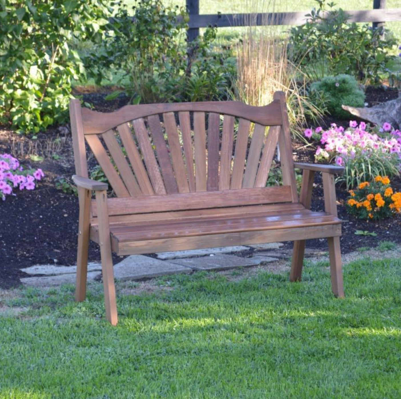 A & L Furniture Cedar Fanback Garden Bench - 481C-4FT-Unfinished