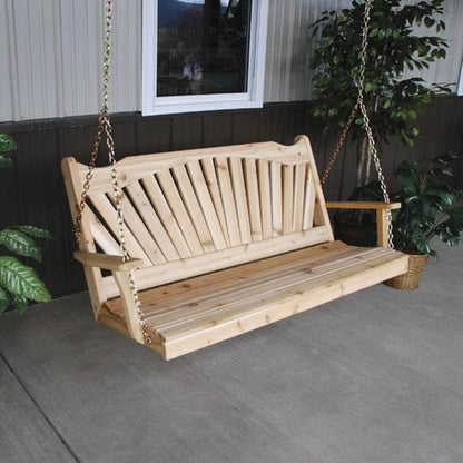 A & L Furniture Cedar Fanback Swing - 382C-4FT-Unfinished