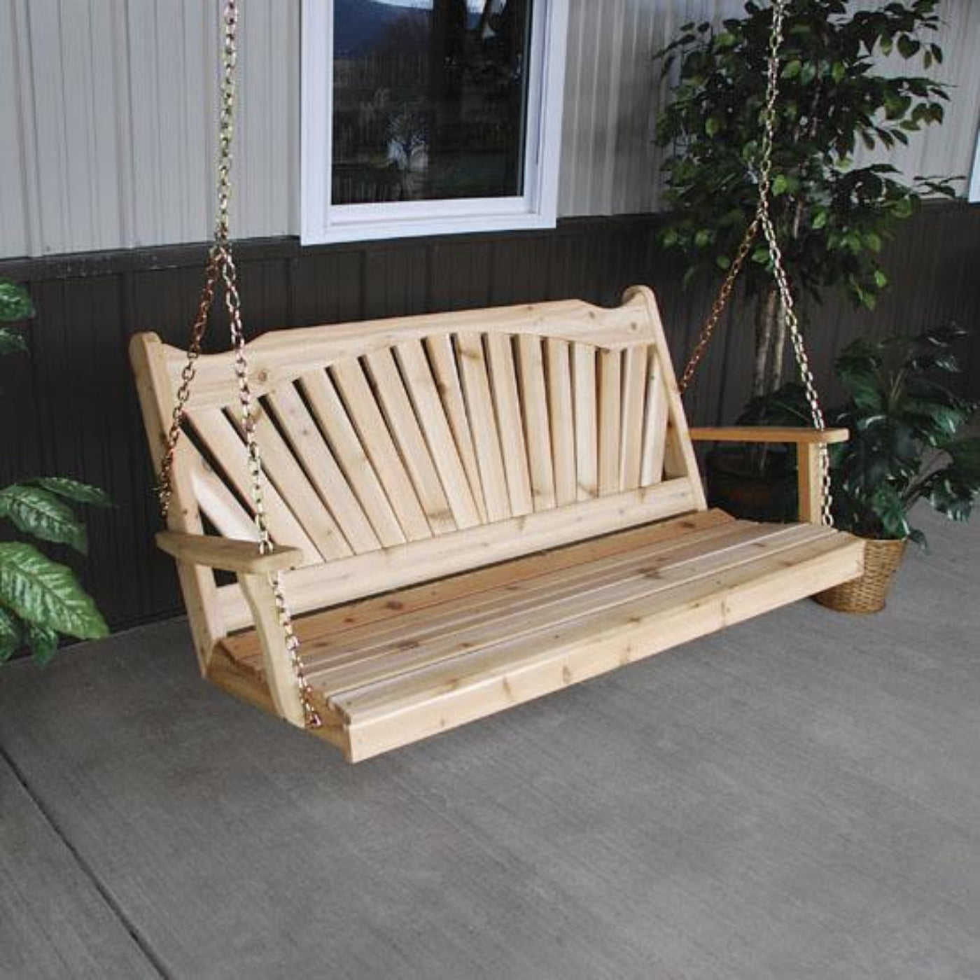A & L Furniture Cedar Fanback Swing - 382C-4FT-Unfinished