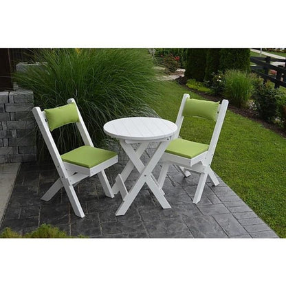 A & L Furniture Poly Coronado Round Folding Bistro Sets - 4000-White