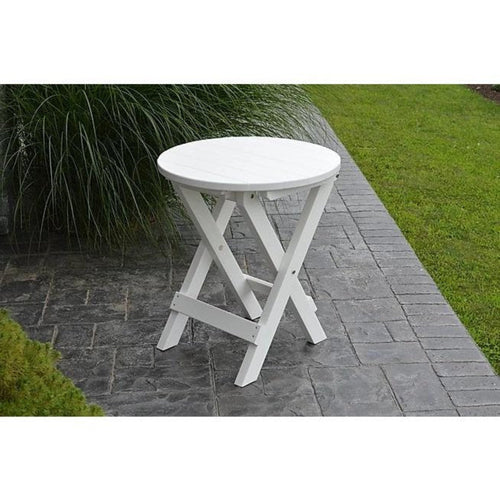 A & L Furniture Poly Coronado Round Folding Bistro Table -4010-White