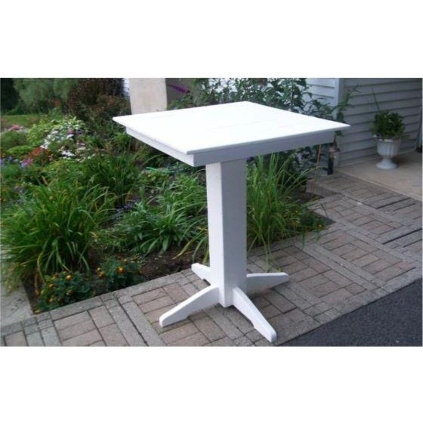A & L Furniture Square Bar Table- Specify for FREE 2" Umbrella Hole - 4190-White