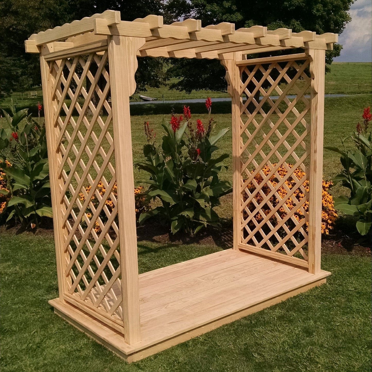 A & L Furniture Amish Handcrafted Cedar Wood Covington Arbor & Deck - 1419C-CS