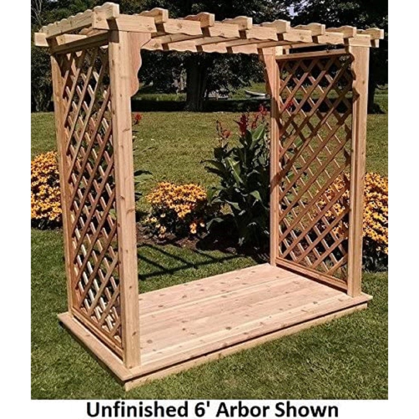 A & L Furniture Amish Handcrafted Cedar Wood Covington Arbor & Deck - 1419C-CS