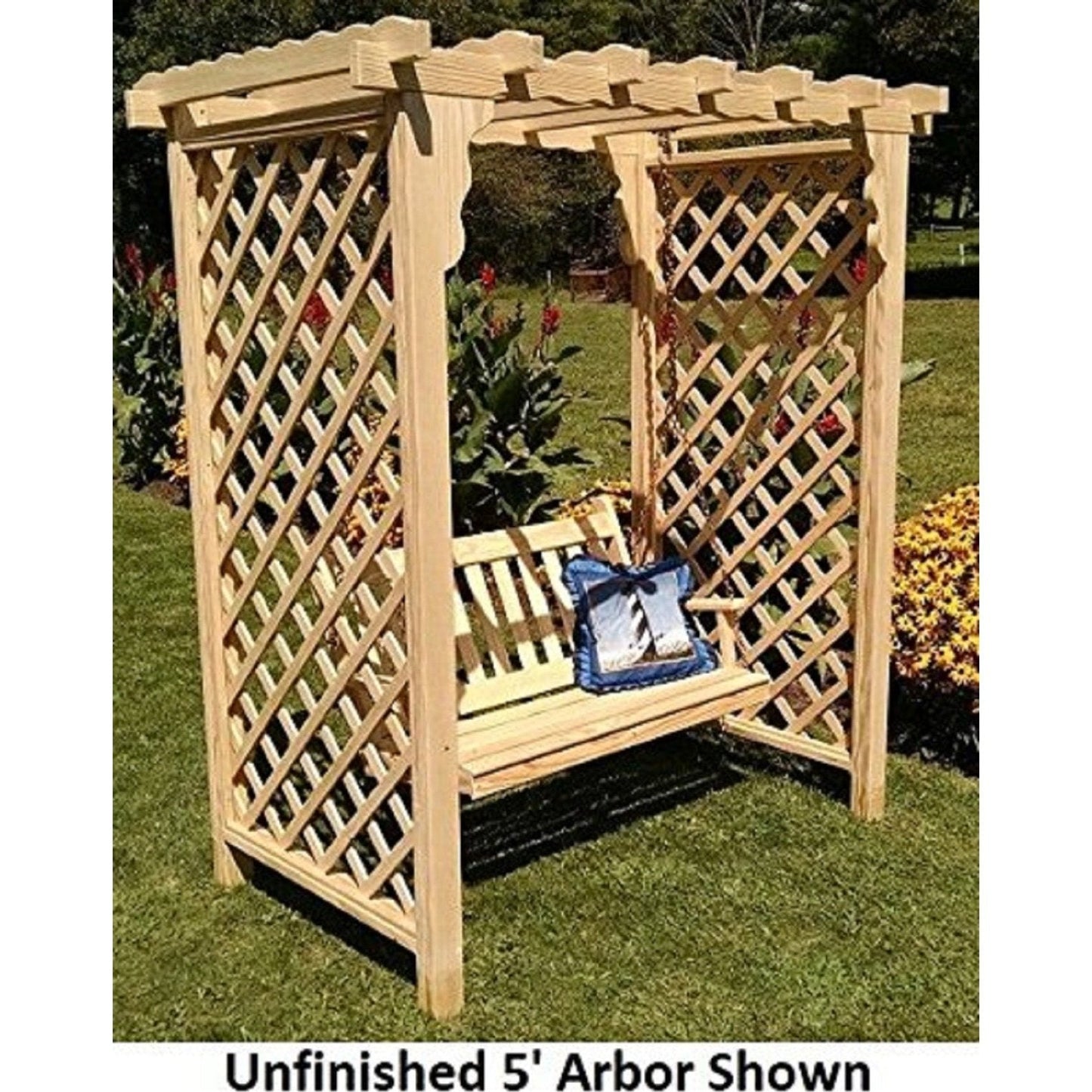 A & L Furniture Amish Handcrafted Cedar Wood Covington Arbor & Swing - 1515C-CS