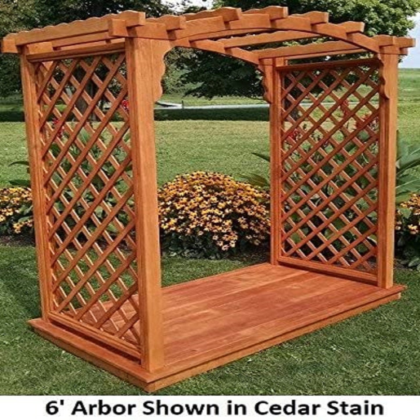 A & L Furniture Amish Handcrafted Cedar Wood Jamesport Arbor & Deck - 1421C-CS