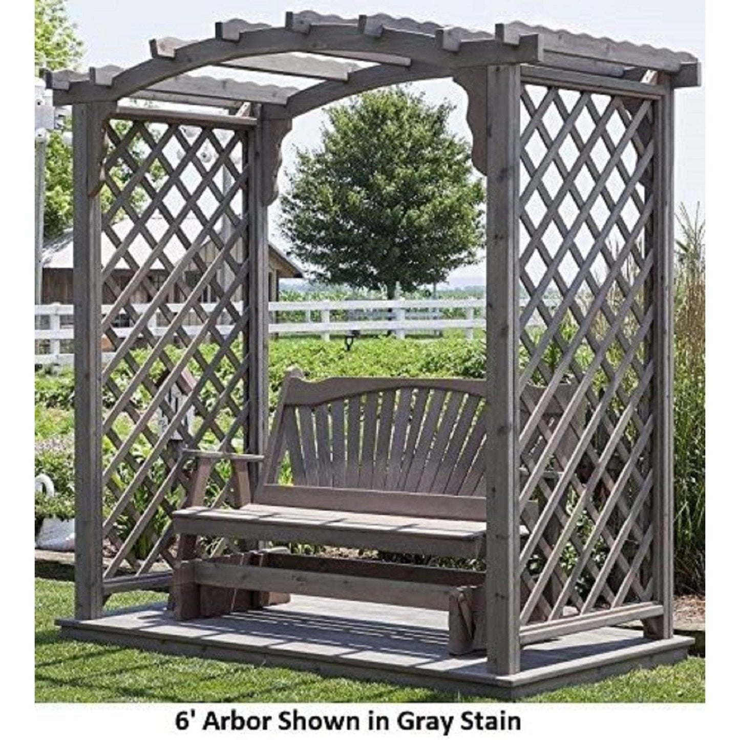 A & L Furniture Amish Handcrafted Cedar Wood Jamesport Arbor w/ Deck & Glider - 1537C-CS