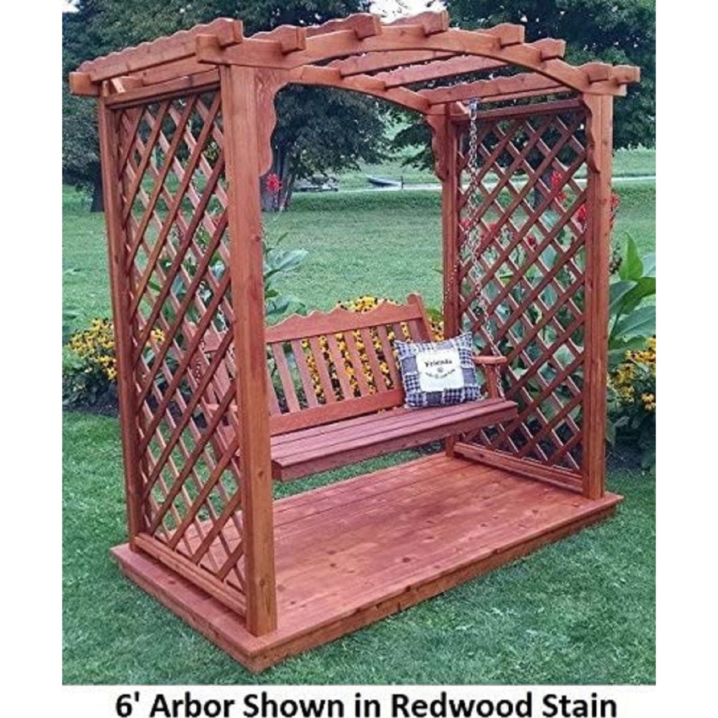 A & L Furniture Amish Handcrafted Cedar Wood Jamesport Arbor w/ Deck & Swing - 1533C-CS
