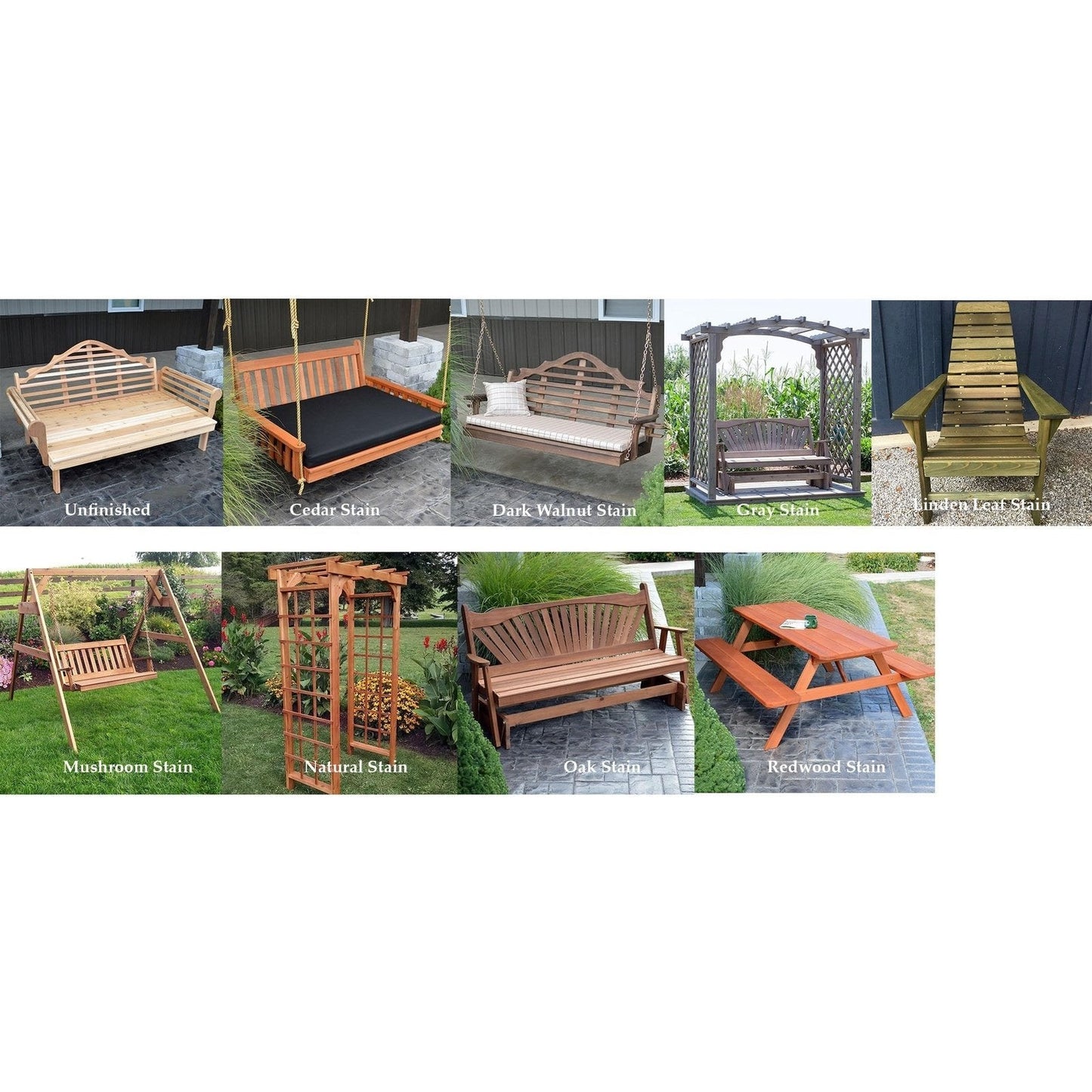 A & L Furniture Amish Handcrafted Cedar Wood Jamesport Arbor w/ Deck & Swing - 1533C-CS