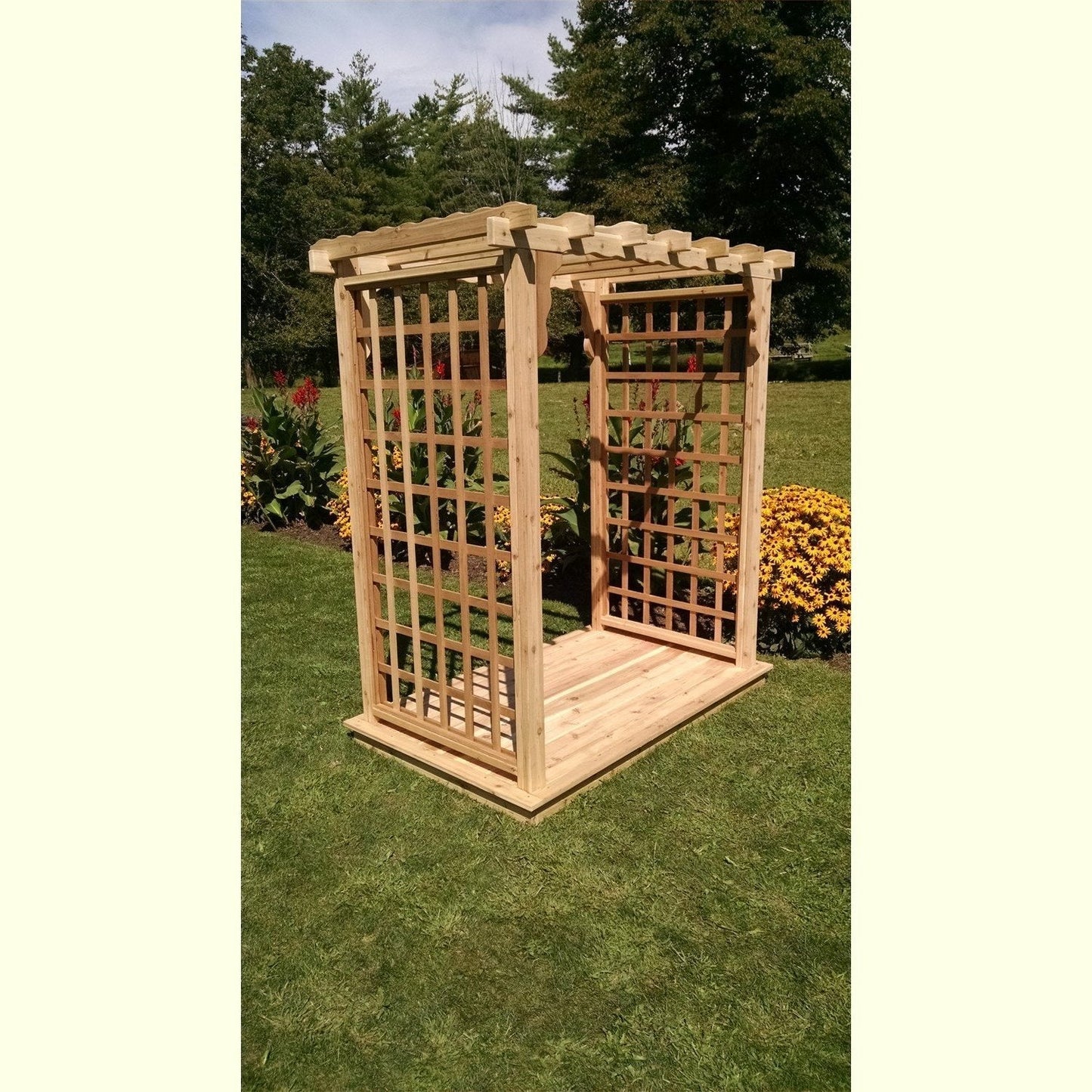 A & L Furniture Amish Handcrafted Cedar Wood Lexington Arbor & Deck - 1418C-CS