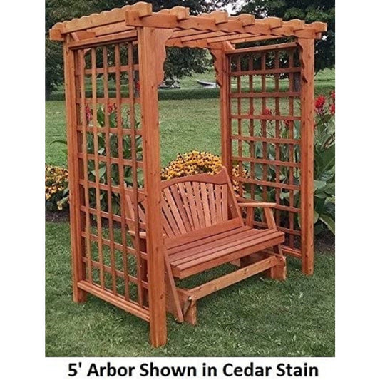 A & L Furniture Amish Handcrafted Cedar Wood Lexington Arbor w/ Deck & Glider - 1534C-CS