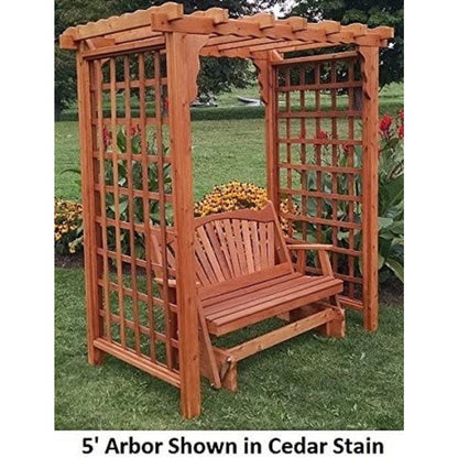 A & L Furniture Amish Handcrafted Cedar Wood Lexington Arbor w/ Deck & Glider - 1534C-CS