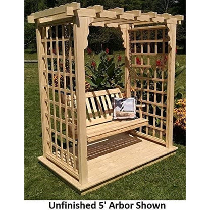 A & L Furniture Amish Handcrafted Cedar Wood Lexington Arbor w/ Deck & Swing - 1530C-CS