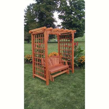 A & L Furniture Amish Handcrafted Cedar Wood Lexington Arbor w/ Glider - 1538C-CS