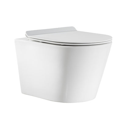 Swiss Madison Calice Wall-Hung Toilet Bundle 0.8/1.6 GPF Dual Flush in Glossy White with Brass Flush Plate - SM-WT2302GW