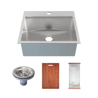 Swiss Madison  Ravi Single Basin 25 x 22 Topmount Kitchen Workstation Sink - SM-KT769