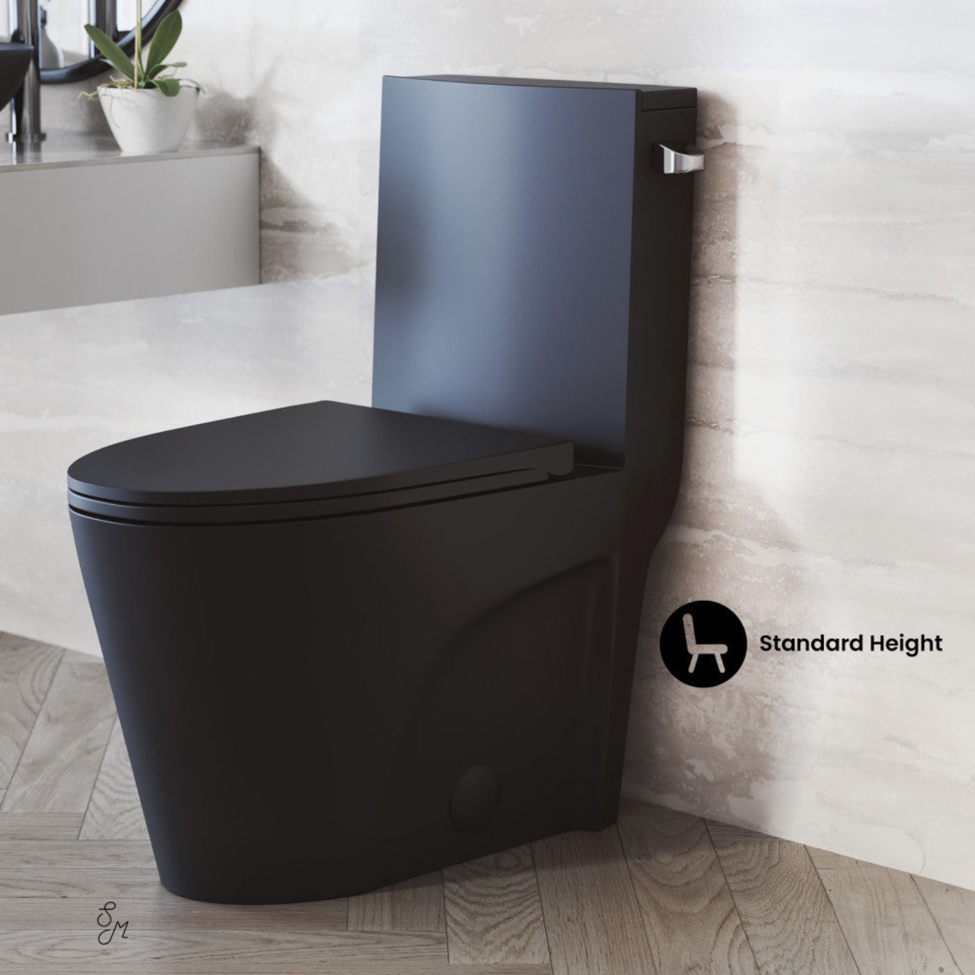 Swiss Madison St. Tropez One-Piece 10" Rough-in 1.28 GPF Right-Hand Vortex Flush Elongated Toilet in Matte Black - SM-1T0809MB