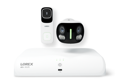 Lorex Wireless Fusion - 4K+ NVR with 4K Wired Doorbell and 4K Dual Lens Smart Security Lighting Camera - N910-4KDW