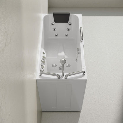 Swiss Madison Auvergne 53" x 27" ADA Left Drain Walk-in Soaking Bathtub with Massage Jets in Glossy White, Faucet Set, Drain, Grab Bars, Pillow Included - SM-AB6803GW