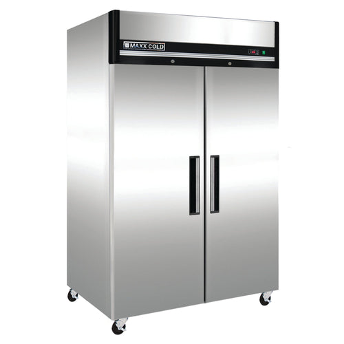 Maxx Cold Double Door Reach-In Refrigerator, Top Mount, 54"W, 49 cu. ft. Storage Capacity, Energy Star Rated, in Stainless Steel - MCRT-49FDHC