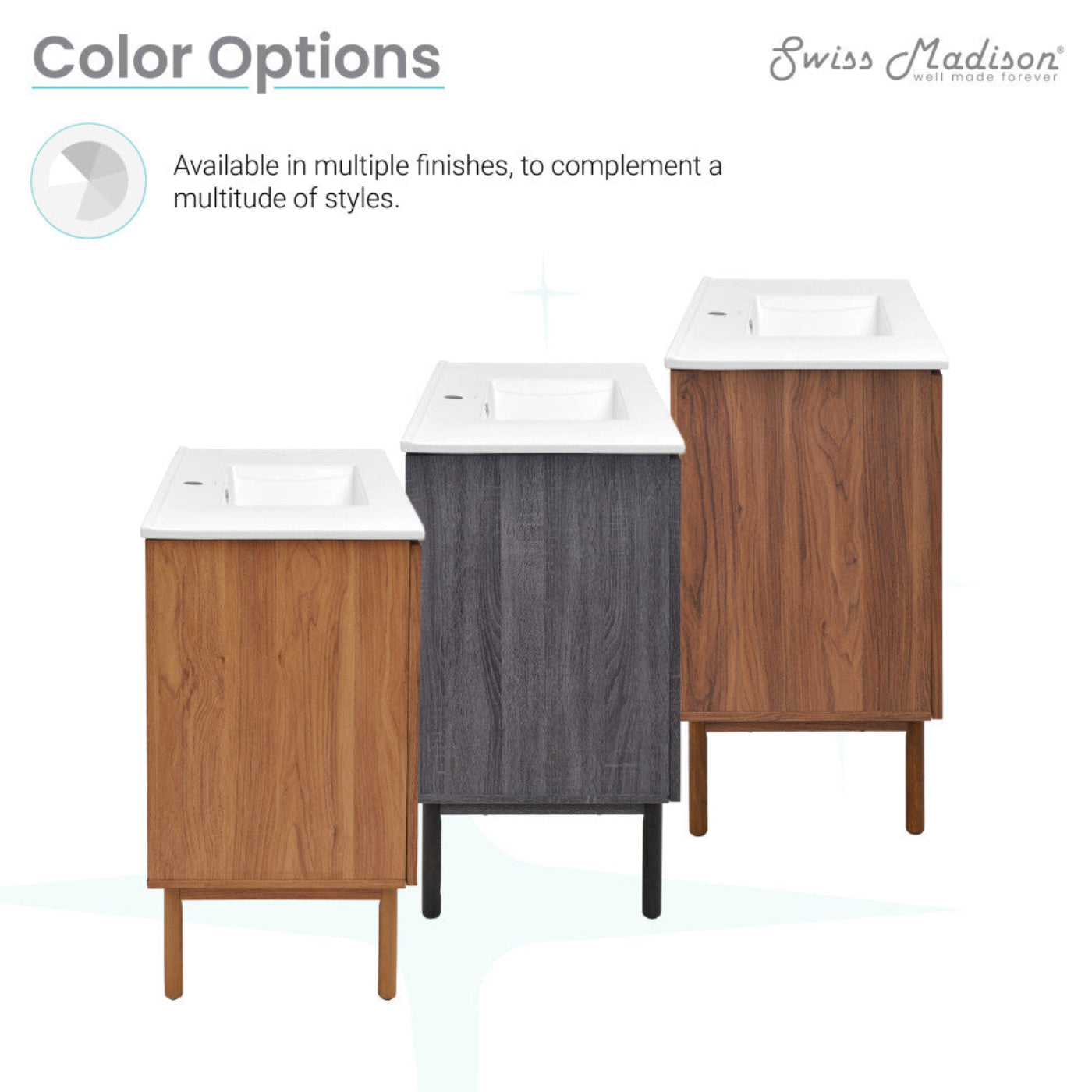 Swiss Madison Classe 36" Freestanding Bathroom Vanity in Brown Oak with Sink Top - SM-BV663WN