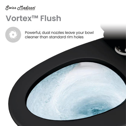 Swiss Madison St. Tropez One-Piece Elongated Toilet Vortex Dual-Flush in Matte Black 1.1/1.6 gpf - SM-1T254MB