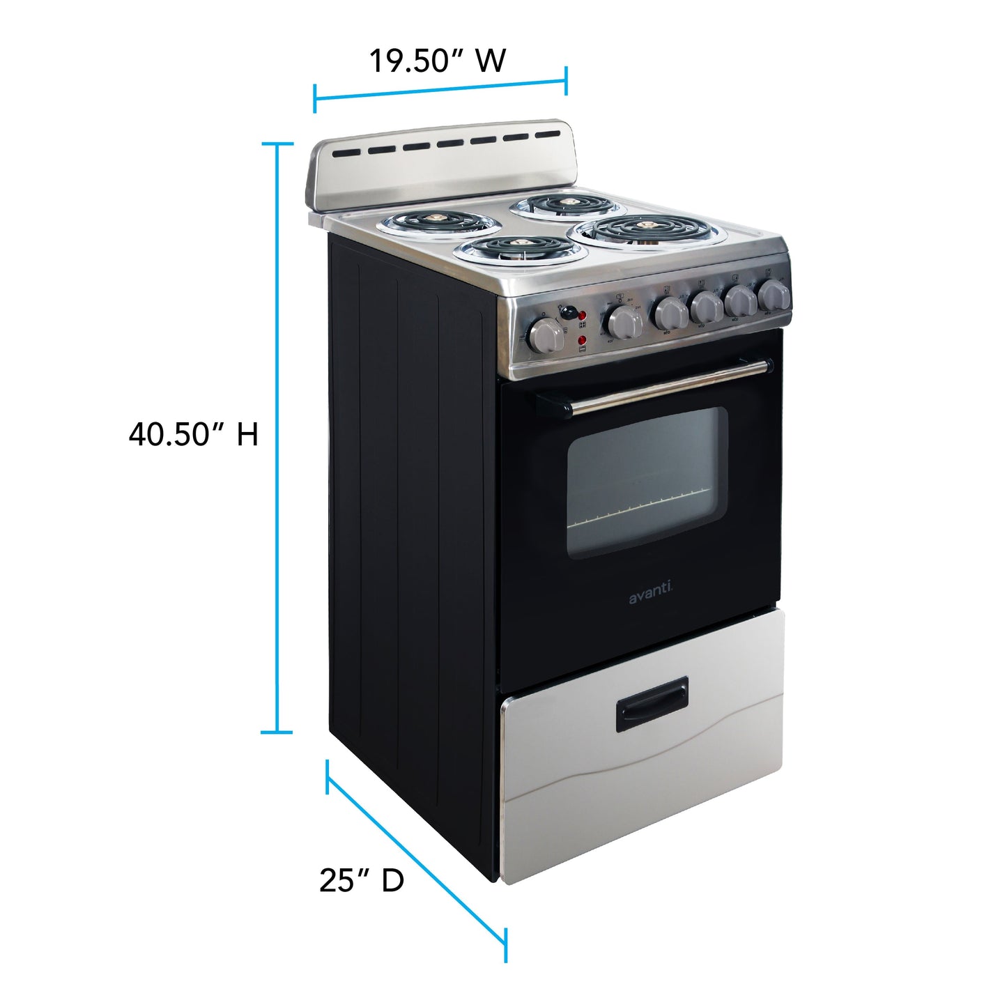 Avanti 20" Electric Range Oven with Framed Glass Door - ERU200P3S