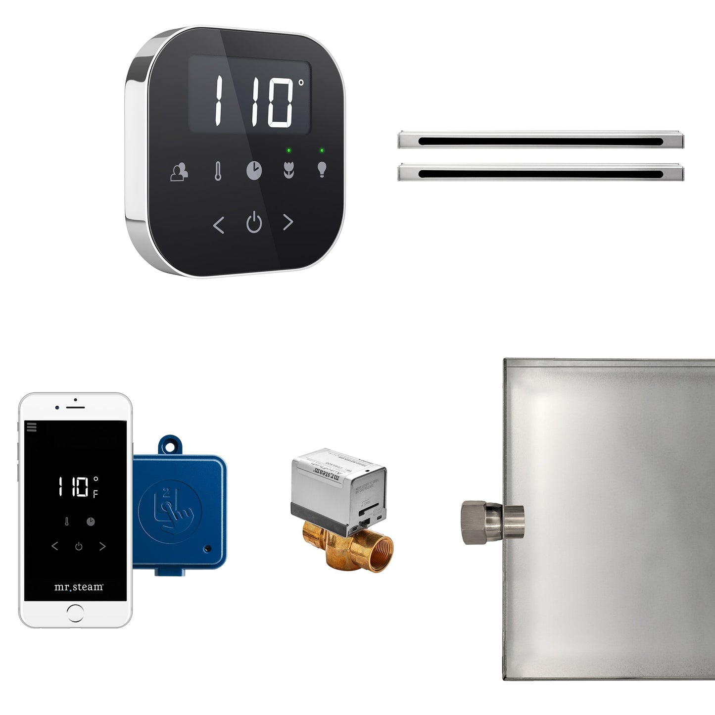 Mr. Steam AirButler Max Linear Package Black Polished Chrome - ABUTLERLXBPC