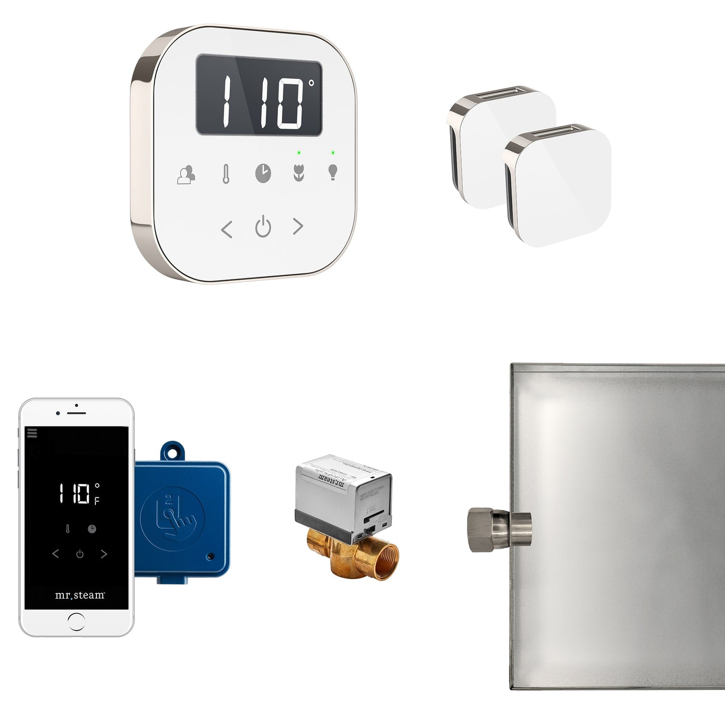 Mr Steam AirButler Max Package White Polished Nickel - ABUTLERXW-PN