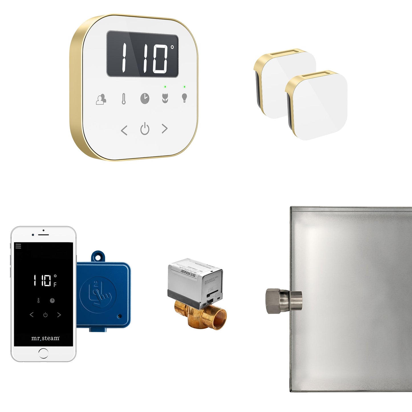 Mr Steam AirButler Max Package White Satin Brass - ABUTLERXW-SB