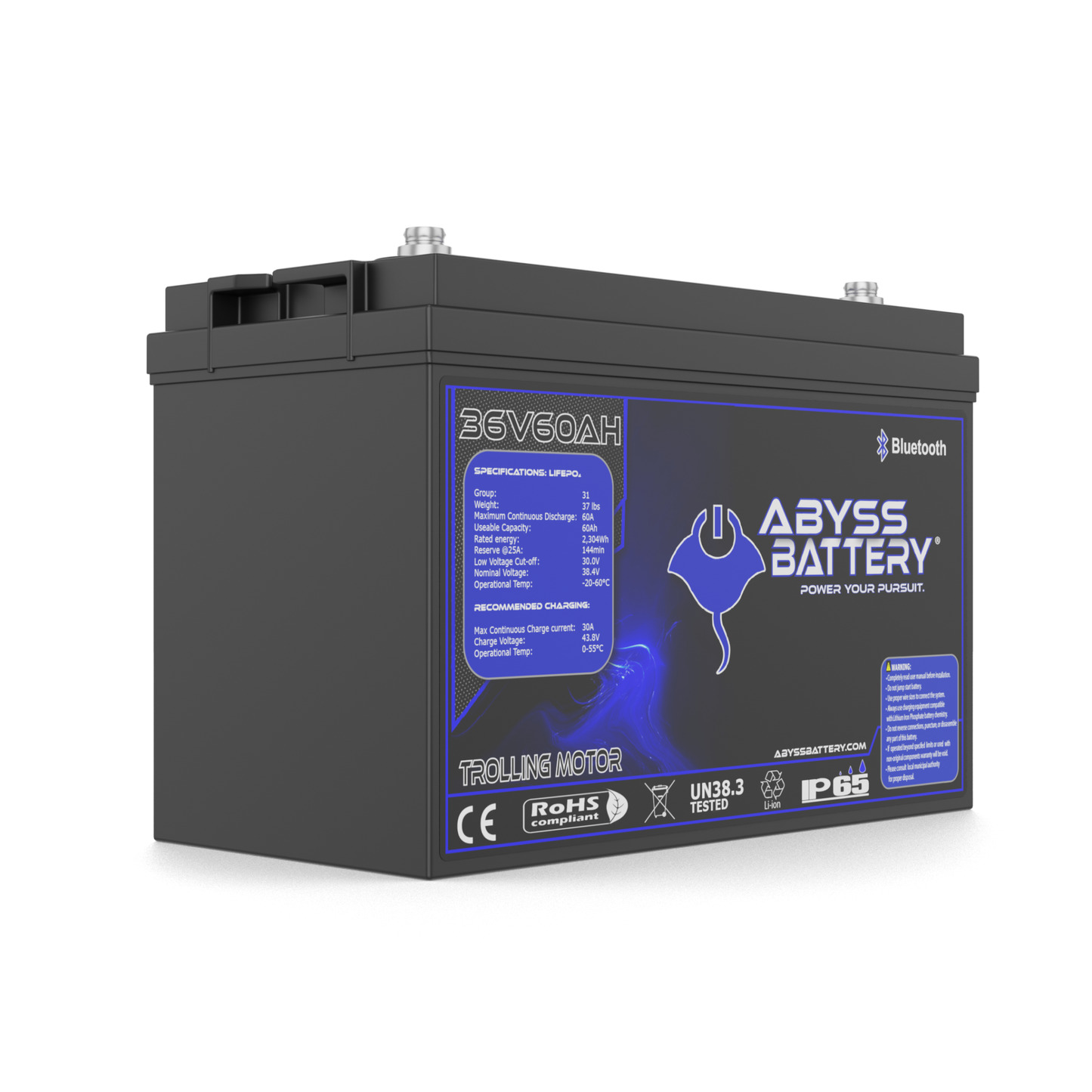 Abyss Battery 36V 60Ah Lithium Trolling Motor Battery - AB-36V60-BT