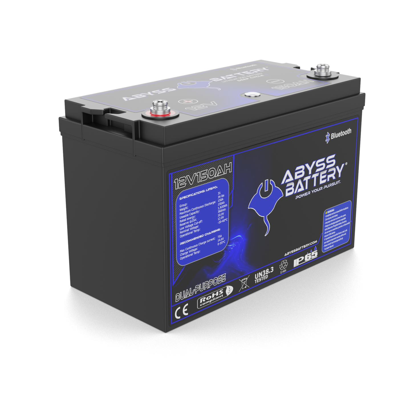 Abyss Battery 12V 150Ah Dual Purpose Lithium Marine Battery - AB-12V150-BT