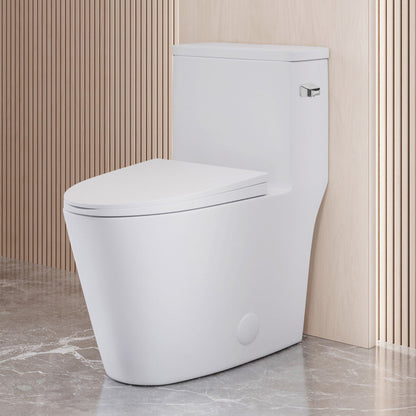 Swiss Madison Dreux One-Piece 12" Rough-in 1.28 GPF Right Flush Elongated Toilet in Glossy White - SM-1T4108GW