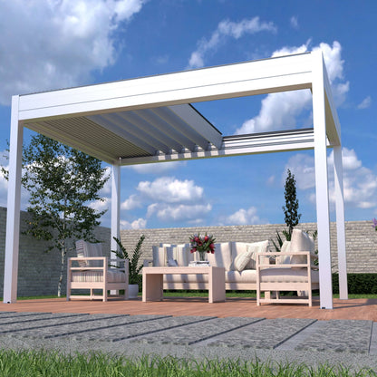Bon Pergola Grand Retractable Pergola - Motorized Louver w/ Lighting - GRP-1013-DG