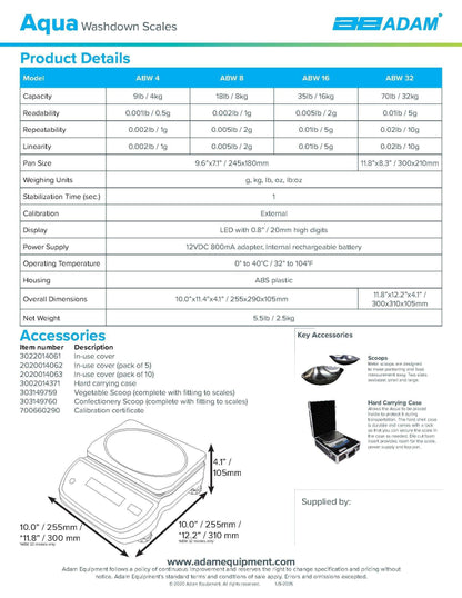 Adam Equipment Aqua Washdown Scales  - AE ABW-4