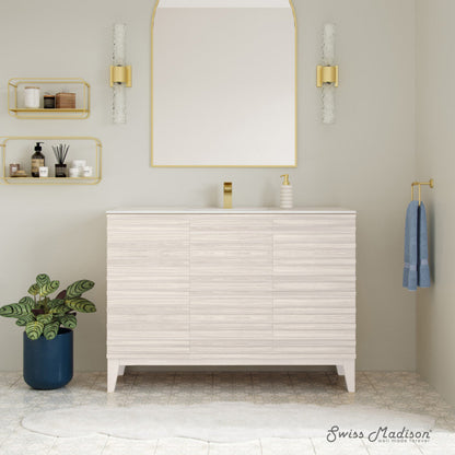 Swiss Madison Cascade 48" Freestanding Bathroom Vanity in White Oak with Sink Top - SM-BV8634WO