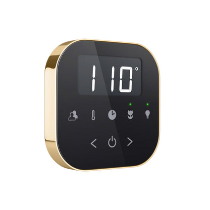 Mr. Steam AirTempo Steam Shower Control in Black with Polished Brass - AIRTBK-PB
