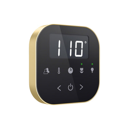 Mr. Steam AirTempo Steam Shower Control in Black with Satin Brass - AIRTBK-SB