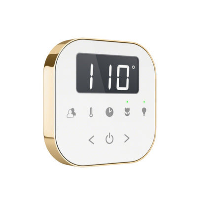 Mr. Steam AirTempo Steam Shower Control in White with Polished Brass - AIRTWH-PB