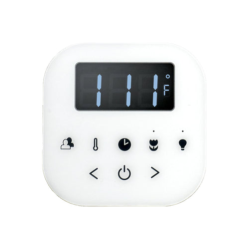 Mr. Steam AirTempo Steam Shower Control in White with Polished Brass - AIRTWH-PB