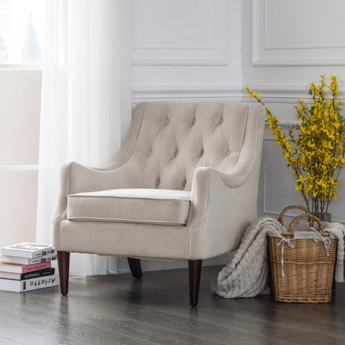 New Pacific Direct Marlene Velvet Fabric Tufted Accent Chair 1900121-346