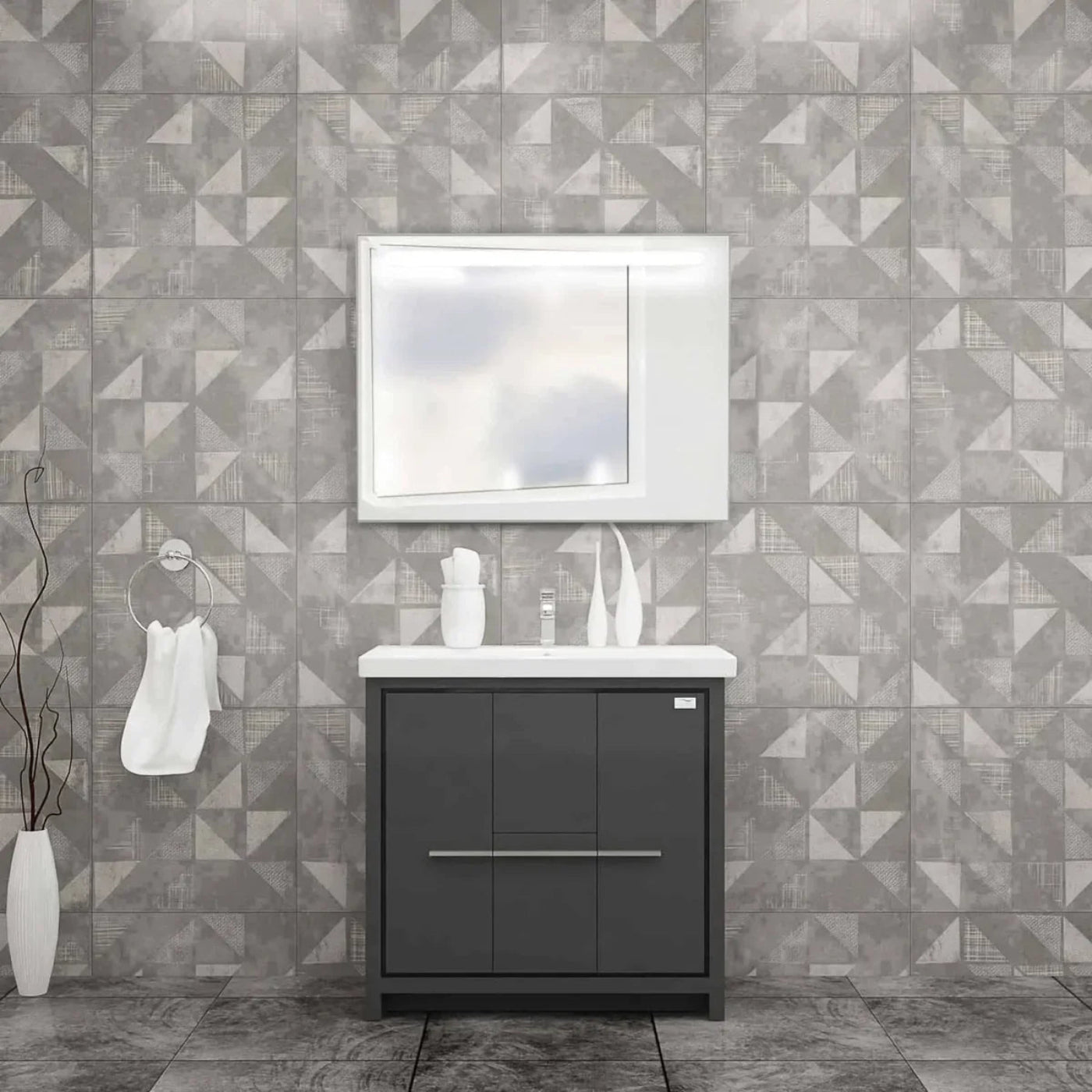 Casa Mare Alessio 32" Bathroom Vanity and Ceramic Sink Combo with LED Mirror - Alessio80GG-32