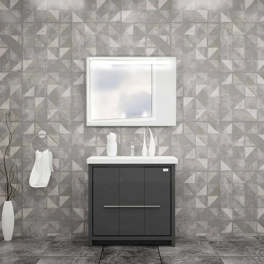 Casa Mare Alessio 32" Bathroom Vanity and Ceramic Sink Combo with LED Mirror - Alessio80GG-32