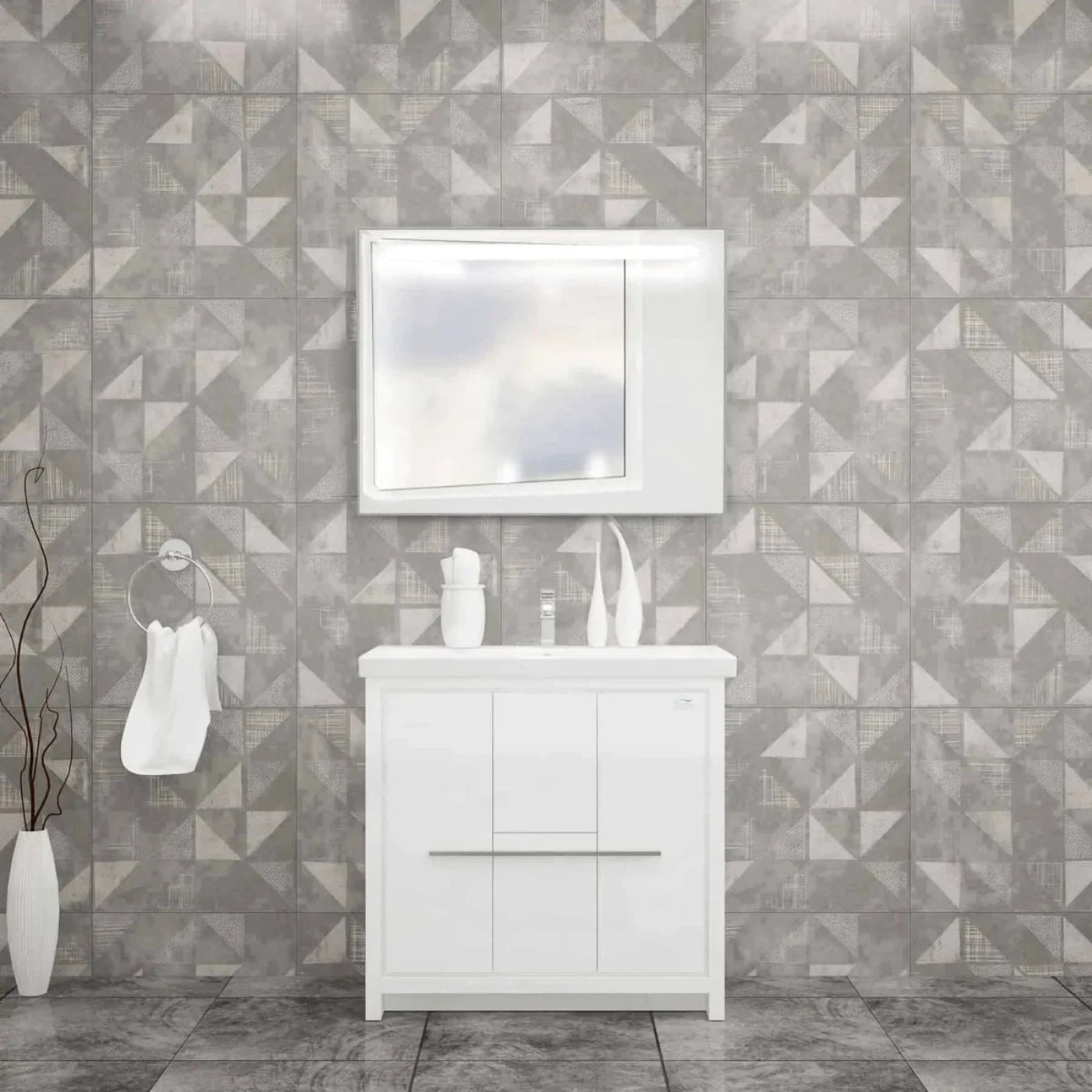 Casa Mare Alessio 32" Bathroom Vanity and Ceramic Sink Combo with LED Mirror - Alessio80GG-32