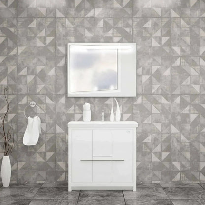 Casa Mare Alessio 32" Bathroom Vanity and Ceramic Sink Combo with LED Mirror - Alessio80GG-32