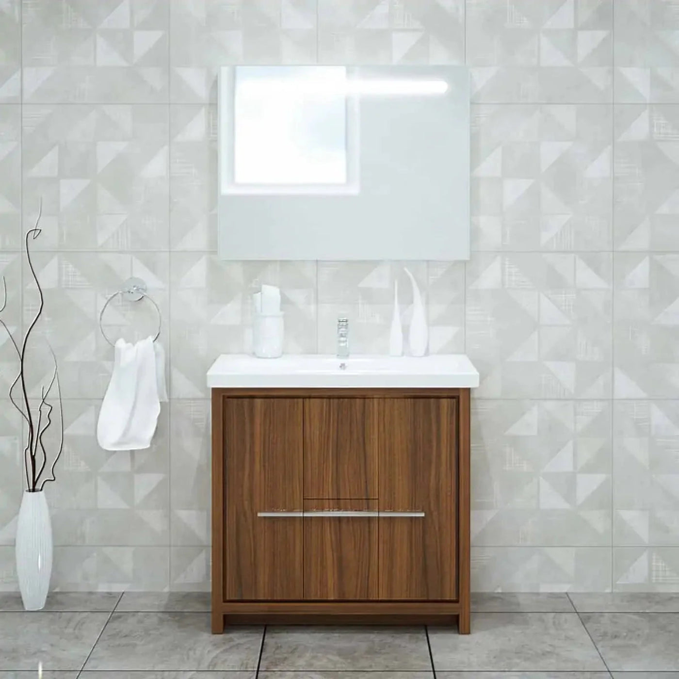 Casa Mare Alessio 32" Bathroom Vanity and Ceramic Sink Combo with LED Mirror - Alessio80GG-32