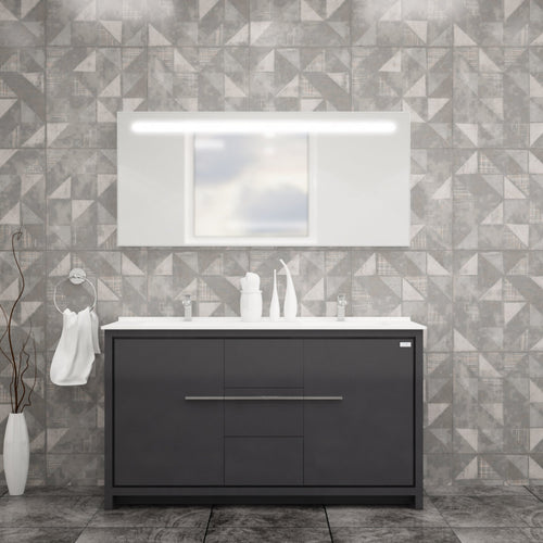 Casa Mare Alessio 60" Bathroom Vanity and Ceramic Sink Combo with LED Mirror - Alessio152GG-60