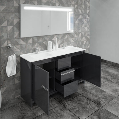 Casa Mare Alessio 60" Bathroom Vanity and Ceramic Sink Combo with LED Mirror - Alessio152GG-60